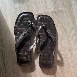 H&M Dark Brown Croc-Pattern Sandals